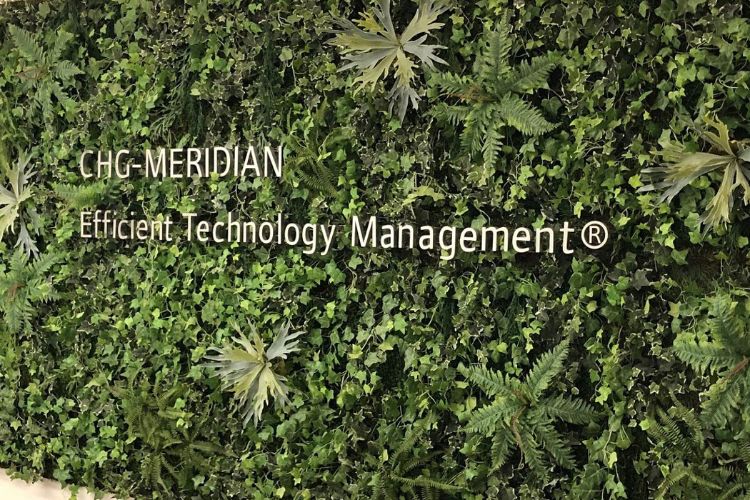 CHG-MERIDIAN trademark on leafy background